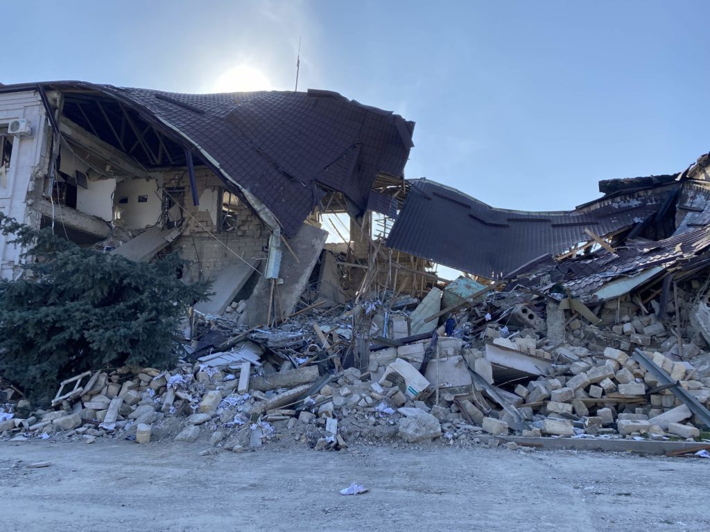 Artsakh Energo’s main building after an Azerbaijan attack on October 4, 2020; it controlled distribution of electricity throughout the territory including for military purposes