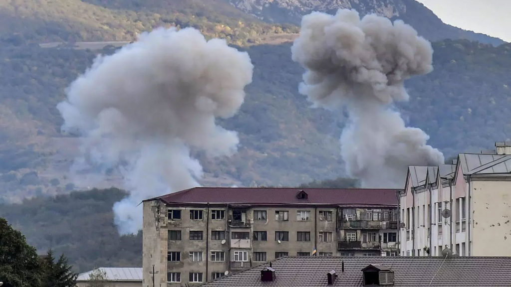 The Armenian capital of Nagorno Karabakh is largely in ruins as a result of Azerbaijani bombardment. Internationally, banned cluster bombs have been used by Azerbaijan against the Armenian civilian population. 