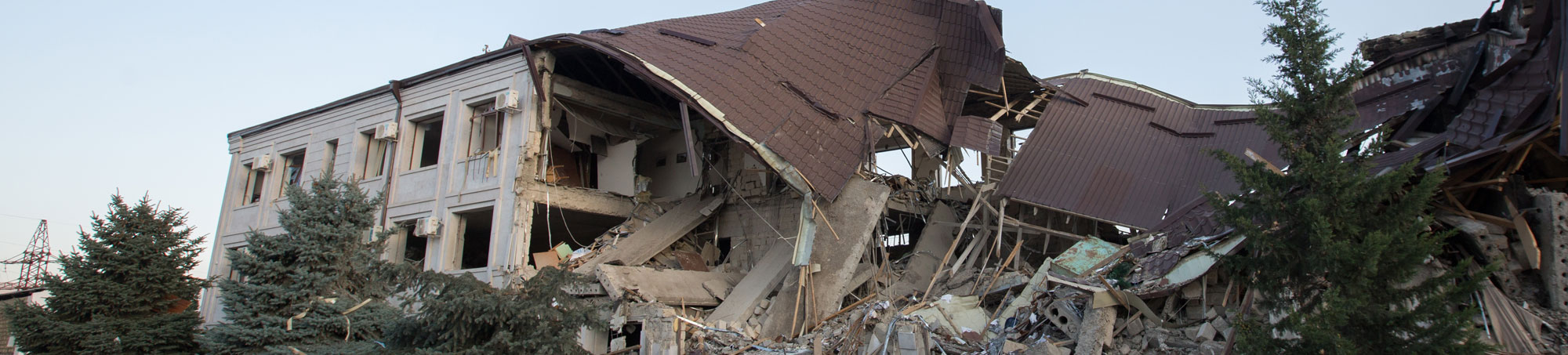 Building destroyed by Azerbaijan bombing. Artsakh (Nagorno Karabakh)