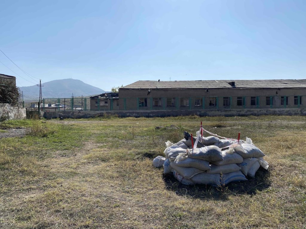 A Grad rocket that landed in Stepanakert School Number 10’s football field.